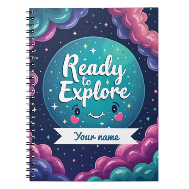 Galaxvirvel anteckningsbok med redigerbart namn (Framsidan)