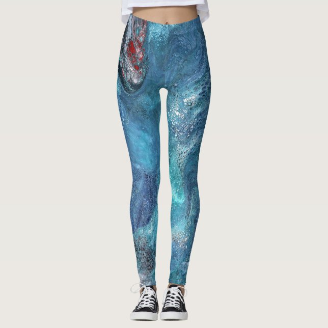 Galaxy 2 Abstrakt Blå baljväxter Leggings (Framsida)