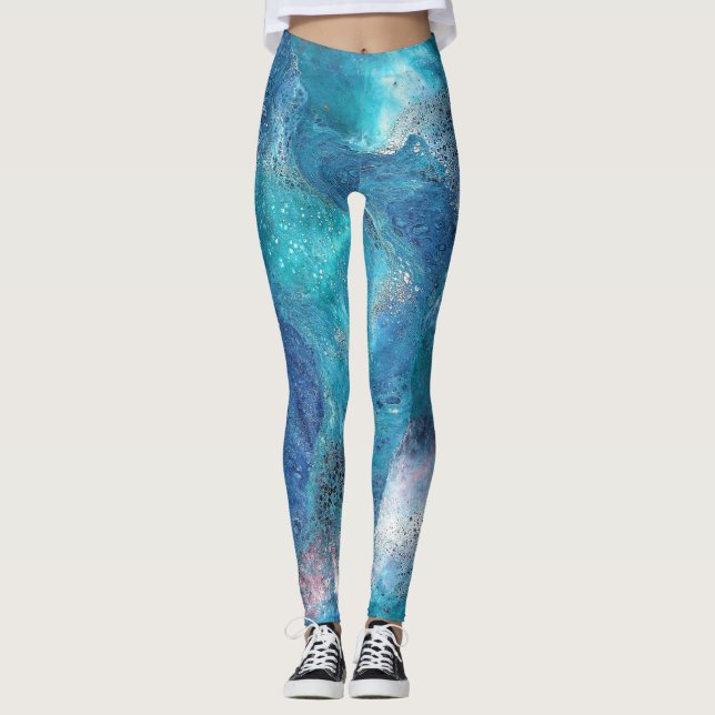 Galaxy 3 Mjuk Blå Abstrakt Leggings (Framsida)