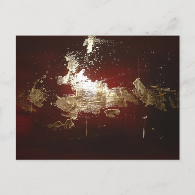Galaxy - Abstrakt Expressionist Red Brown Guld Vykort (Framsida)