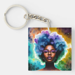 Galaxy Afro Black Woman in Glass