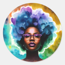 Galaxy Afro Black Woman in Glass