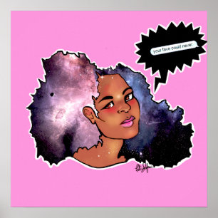 Galaxy Afro Poster