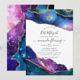 Galaxy Agate Bar Mitvah Inbjudningar