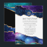 Galaxy Agate Bar Mitzvah Inbjudningar<br><div class="desc">Galaxy folie och falskt glitter agate sten bar mitzvah inbjudan kan anpassas till din evenemangets detaljer.</div>