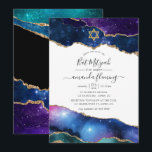 Galaxy Agate Bar Mitzvah Inbjudningar<br><div class="desc">Galaxy falskt glitter agat sten bar mitzvah inbjudan med elegant handskriven typografi kan anpassas till din evenemangets detaljer.</div>