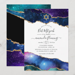 Galaxy Agate Bar Mitzvah Inbjudningar