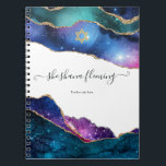 Galaxy Agate Bat mitzvah Anteckningsbok<br><div class="desc">Galaxy faux glitter agate stone bat mitzvah böneanteckningsbok med elegant handskriftsformat anpassade till dina händelsespecifikationer.</div>