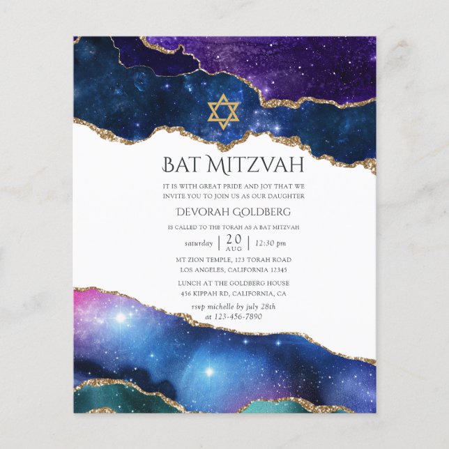Galaxy Agate - Bat mitzvah inbjudan Flygblad (Framsidan)