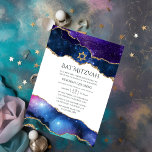 Galaxy Agate Bat mitzvah Inbjudningar<br><div class="desc">Galaxy foil och faux glitter agate stone bat mitzvah inbjudan anpassade till dina händelsespecifikationer.</div>
