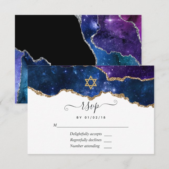 Galaxy Agate Bat mitzvah OSA kort (Fram/baksida)