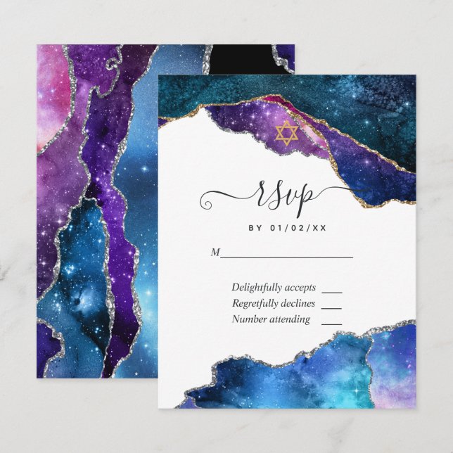 Galaxy Agate Bat mitzvah OSA Kort (Fram/baksida)