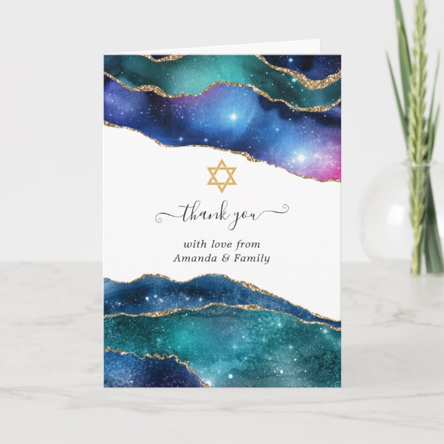 Galaxy Agate Bat mitzvah Tack Kort (Framsida)