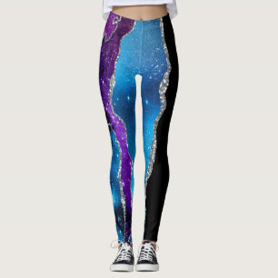 Galaxy Agate Marble Glitter Lila Blue Rosa Leggings