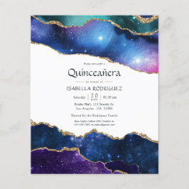 Galaxy Agate Quinceañera-inbjudan Flygblad