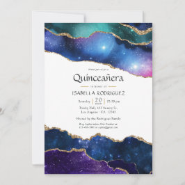 Galaxy Agate Quinceañera Inbjudningar