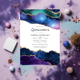 Galaxy Agate Quinceañera Inbjudningar