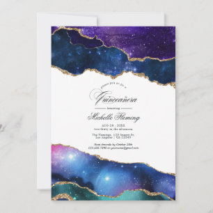 Galaxy Agate Quinceañera Inbjudningar