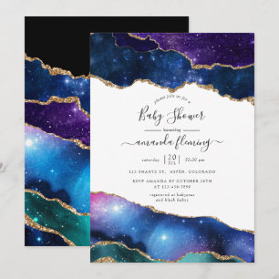 Galaxy Agate Stone Baby Shower Inbjudningar