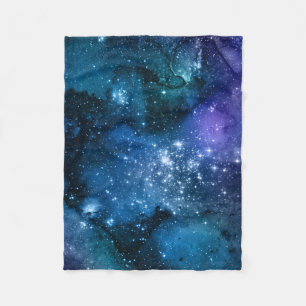 Galaxy Älskare Starry Space Blå himmel White Spa Fleecefilt