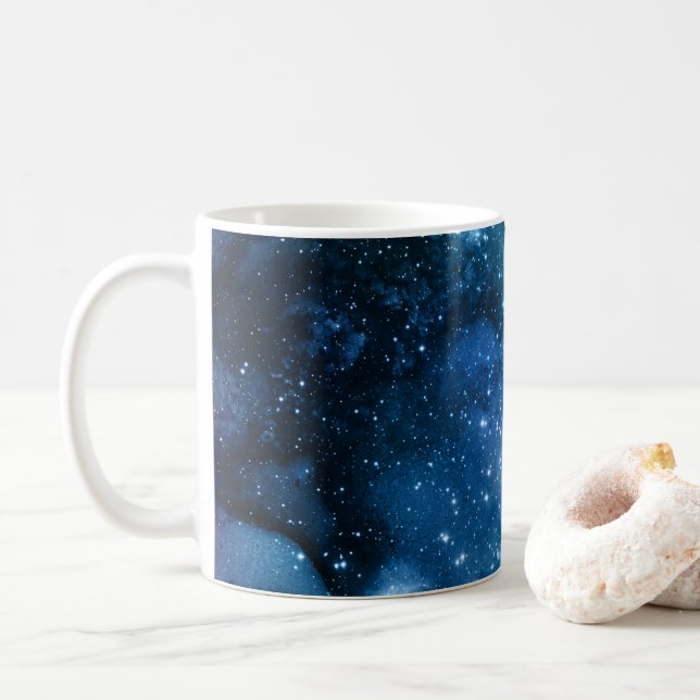 Galaxy Älskare Starry Space Blå himmel White Spark Kaffemugg (Med munk)