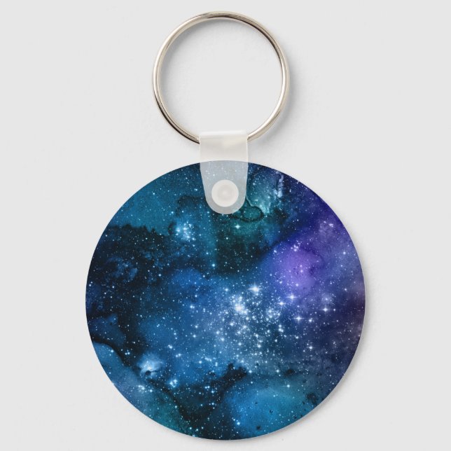 Galaxy Älskare Starry Space Blå himmel White Spark Nyckelring (Framsida)