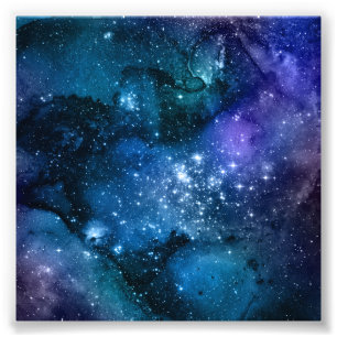 Galaxy Älskare Stjärnig Rymd Blå Himmel Vita Gnist Fototryck