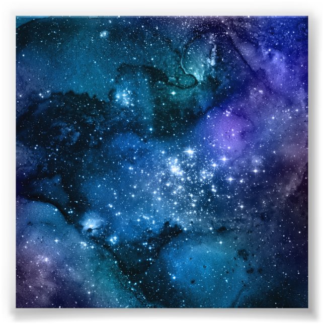 Galaxy Älskare Stjärnig Rymd Blå Himmel Vita Gnist Fototryck (Framsidan)