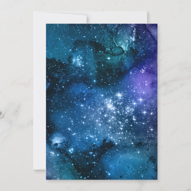 Galaxy Älskare Stjärnig Rymd Blå Himmel Vita Gnist Inbjudningar (Framsida)