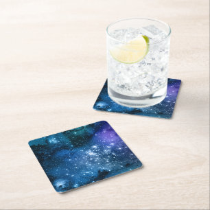 Galaxy Älskare Stjärnig Rymd Blå Himmel Vita Gnist Underlägg Papper Kvadrat