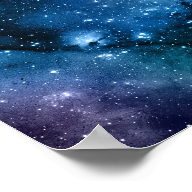 Galaxy Älskare Stjärnigt Rymd Blå Himmel Vita Gnis Poster (Hörn)