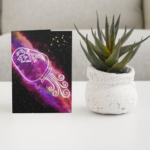 Galaxy Aquarius Personlig Zodiac Sign Birthday Kort