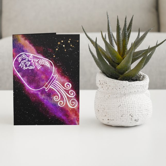Galaxy Aquarius Personlig Zodiac Sign Birthday Kort (Skapare uppladdad)