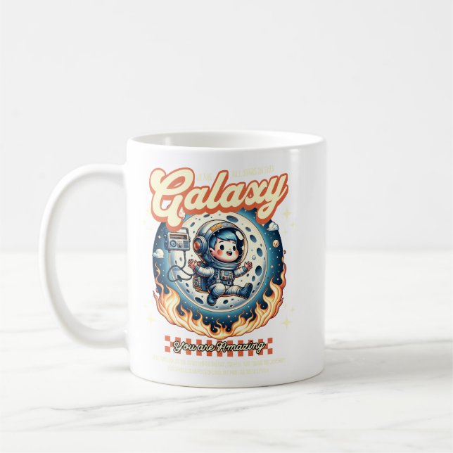 Galaxy Astronaut Katt Söt Rymd Illustration  Kaffemugg (Vänster)
