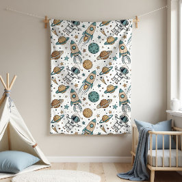 Galaxy Baby Blanket Astronaut Theme for Boys Fleecefilt