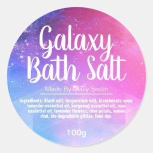 Galaxy Bath Salt Soak-etiketter Runt Klistermärke