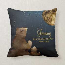 Galaxy Bear Måne & Stars Glitter Monogrammed Cute Kudde