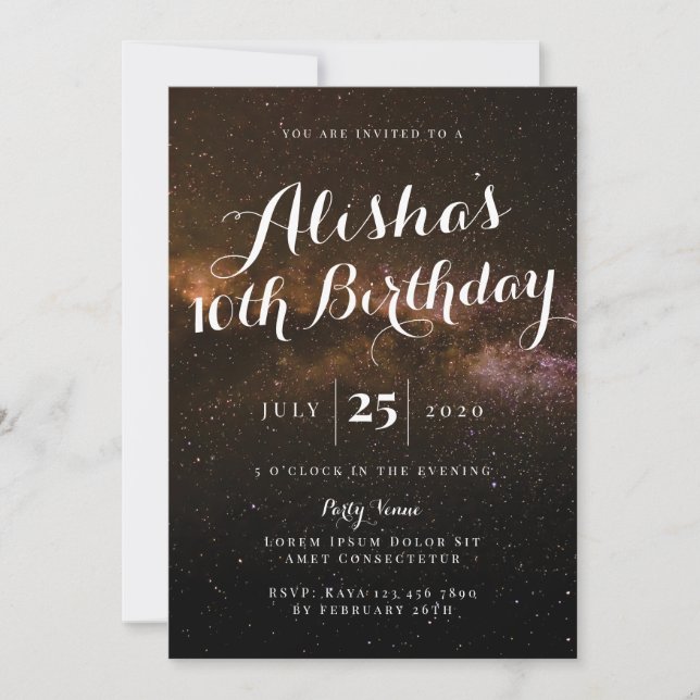 Galaxy Birthday-inbjudan Inbjudningar (Framsida)