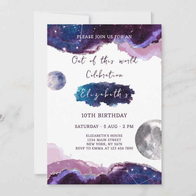 Galaxy Birthday-inbjudan Inbjudningar (Framsida)