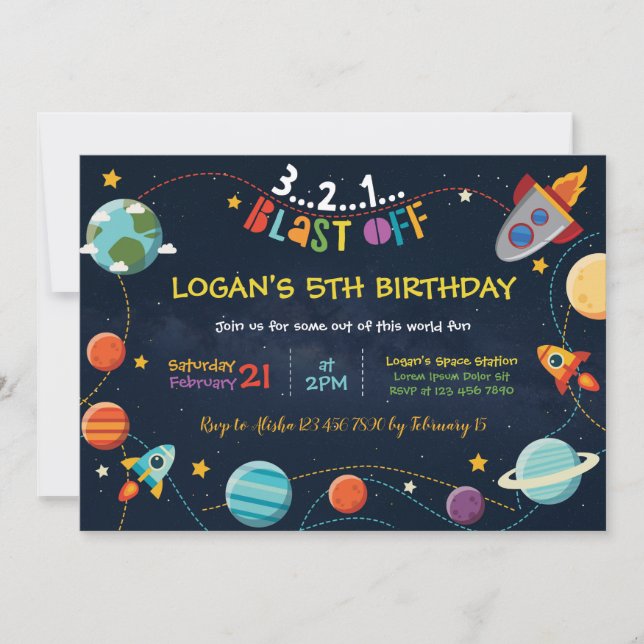 Galaxy Birthday-inbjudan Inbjudningar (Framsida)