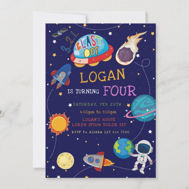 Galaxy Birthday-inbjudan Inbjudningar (Framsida)