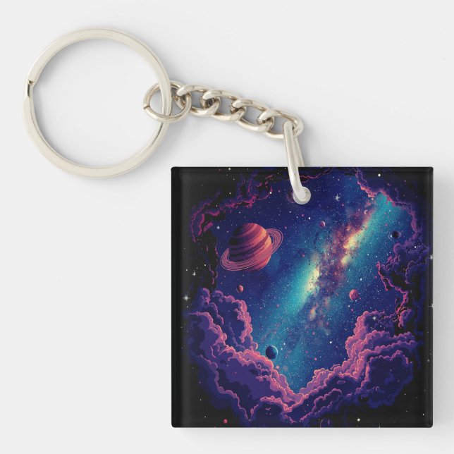 Galaxy Black Keychain Astronaut för vem som helst (Framsidan)