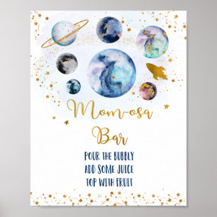 Galaxy Blue Guld Baby Shower Mamma-osa Pub Poster