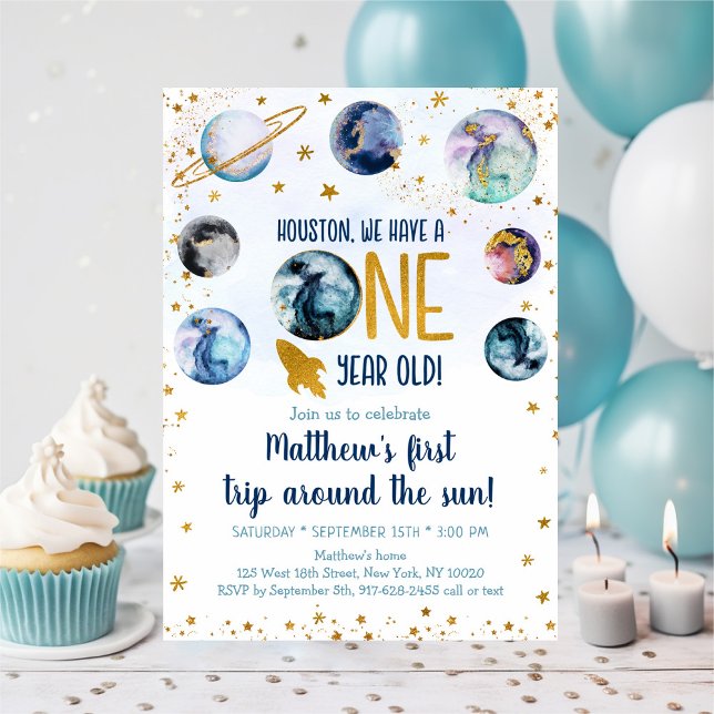 Galaxy Blue Guld första Resa runt Sol Inbjudningar (Skapare uppladdad)