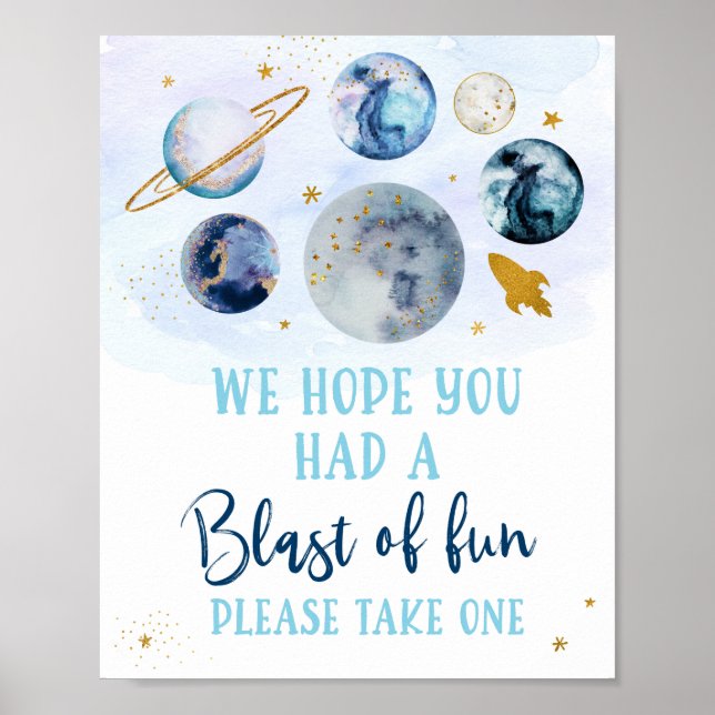 Galaxy Blue Guld-last av Roligtens födelsedag Unde Poster (Framsidan)