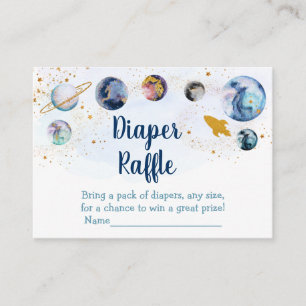 Galaxy Blue Guld Space Baby Shower Diaper Raffle Tilläggskort