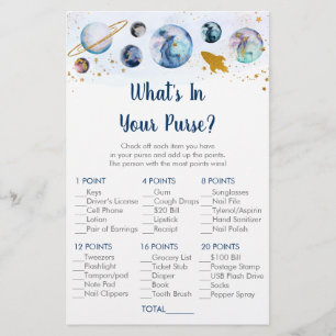 Galaxy Blue Guld Space What's in your Purse Game