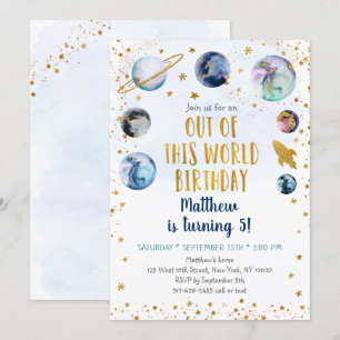 Galaxy Blue Guld ut ur denna världsdag Inbjudningar
