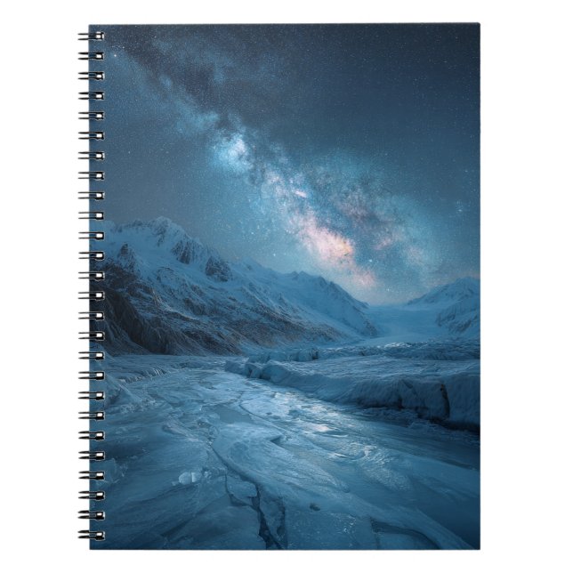 Galaxy Blue Starry Glacier Notebook, fryst Anteckningsbok (Framsidan)