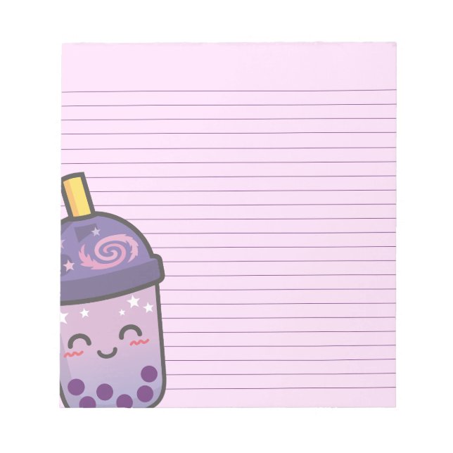 Galaxy Boba Tea Stationery Lila Lining Antecknings Anteckningsblock (Framsida)